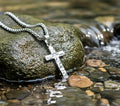 Silver cross necklace hand cut and hand hammered handmade custom pendant popular size women men man girls boys christian jewelry jewellery