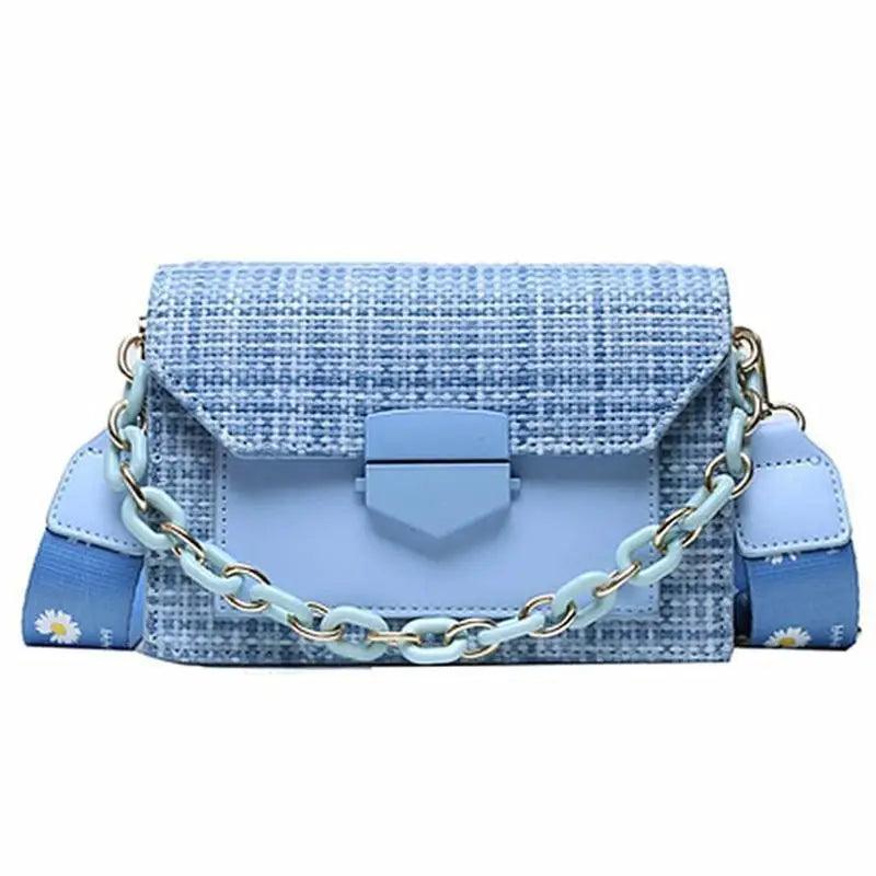 Luxury Wide Strap Shoulder Bags for Women And Girls Designer Lady Handbags and Purses Fashionable Chain Messenger Crossbody Bags